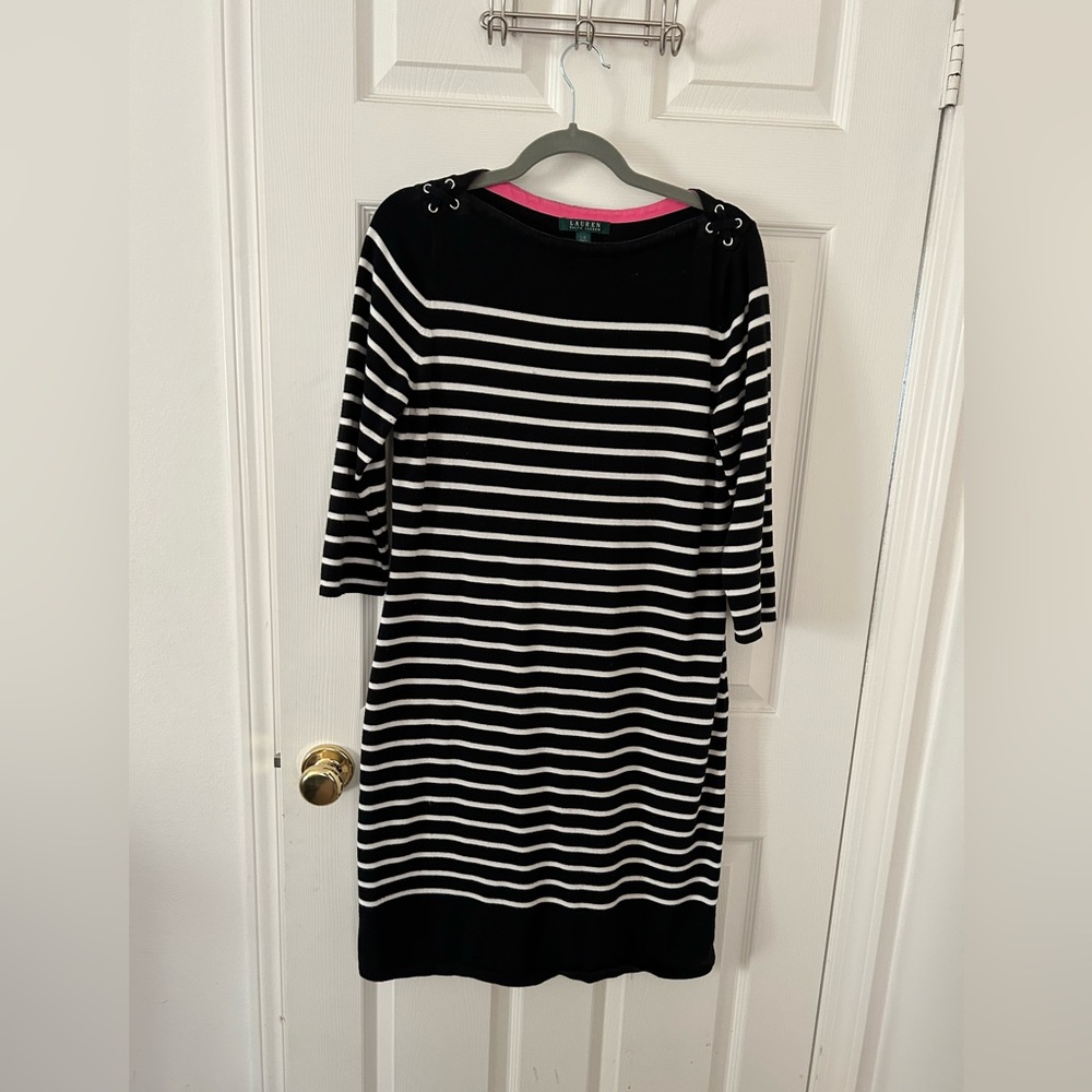 Ralph Lauren Women’s Large Horizontal Striped Sweater Dress